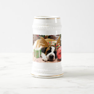 Jarra De Cerveza Navidad - St Bernard - azul