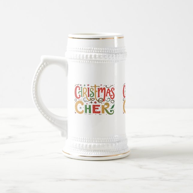 Jarra De Cerveza Navidades Cheer Stein - 22 oz de luz festiva (Izquierda)