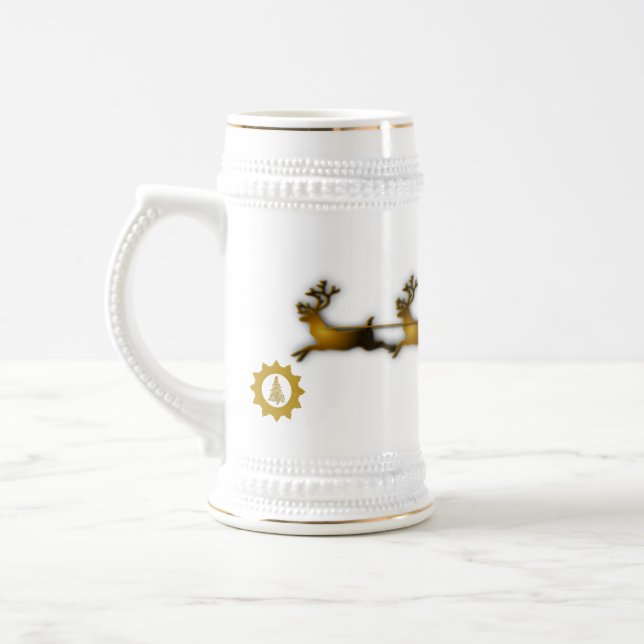 Jarra De Cerveza Navidades de ciervos dorados Santa Claus Sledge (Izquierda)