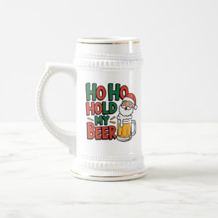 Jarra De Cerveza Navidades divertidos Santa sostiene arte de la cer