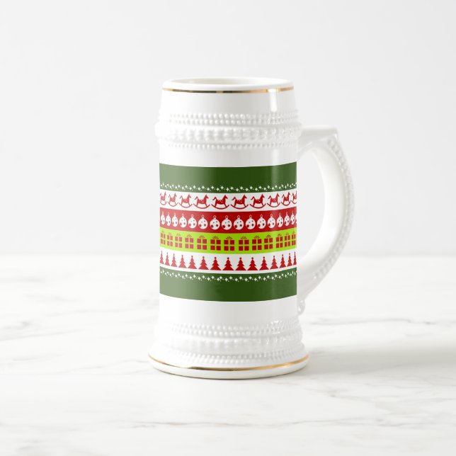 Jarra De Cerveza Navidades feos rojos verde dulce festivo (Anverso derecho)