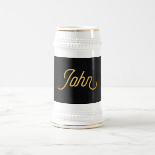 Jarra De Cerveza Negro elegante personalizado del oro de Juan de la