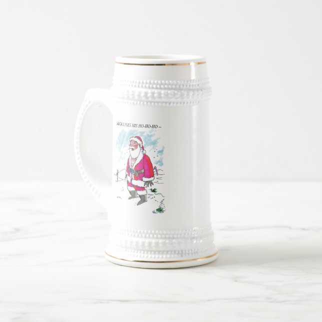 Jarra De Cerveza No Ho-Ho-Ho con texto blanco stein con guarnecido  (Anverso izquierdo)