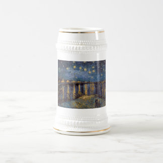 Jarra De Cerveza Noche estrellada sobre el río Ródano de Vincent Va