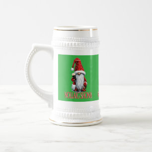 Jarra De Cerveza Nollaig Shona Gnomo Sosteniendo Un Vaso De Cervez