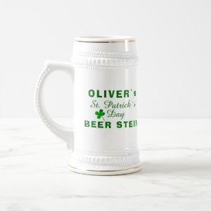 Jarra De Cerveza Nombre del amante verde del día de San Patricio