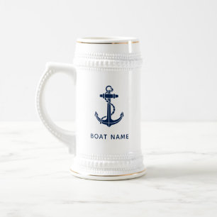 Jarra De Cerveza Nombre del barco Anchor Cruise Viaje personalizado
