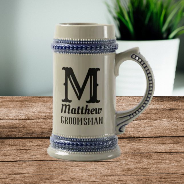 Jarra De Cerveza Nombre Masculino Monogramado Bodas Clásicos Negro (Subido por el creador)