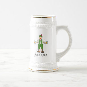 Jarra De Cerveza Nombre personalizado 8 bits alemán