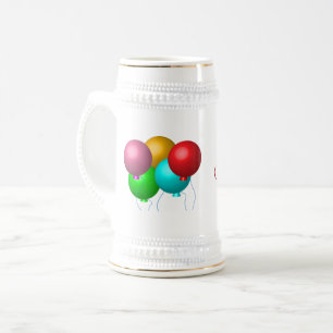 Jarra De Cerveza Nombre personalizado de los globos de cinco cumple