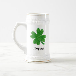 Jarra De Cerveza Nombre personalizado Lucky 4 Leaf Clover St. Patri