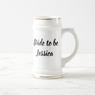Jarra De Cerveza Novia Negra Elegante Escritura Regalos Bodas Elega