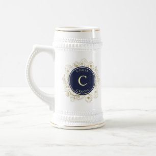 Jarra De Cerveza Novio azul marino elegante