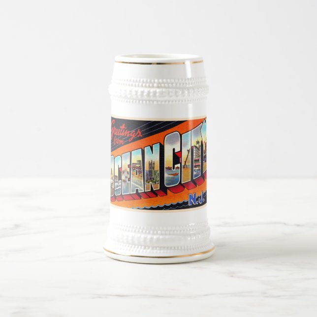 Jarra De Cerveza Ocean City New Jersey NJ Large Letter Postcard (Centro)