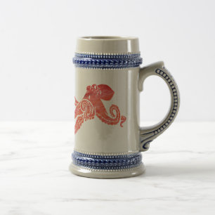 Jarra De Cerveza Octopus rojo izquierdo