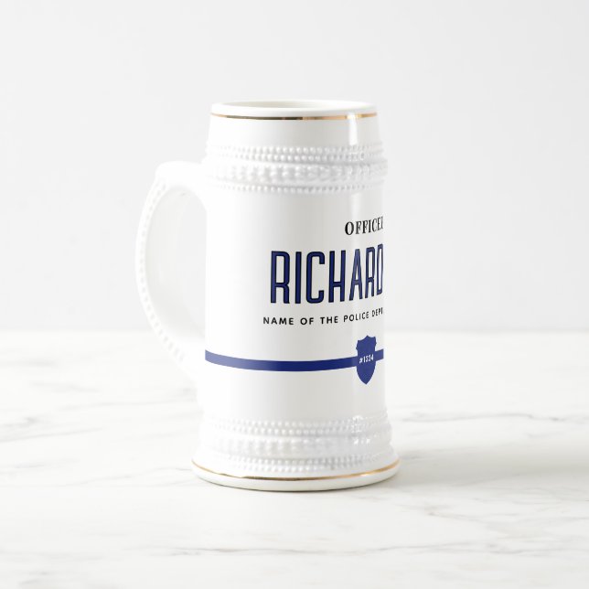 Jarra De Cerveza Oficial de policía de la Línea Azul delgada (Anverso izquierdo)