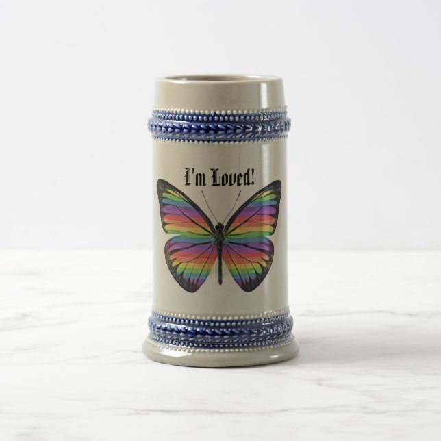 Jarra De Cerveza Orgullo de ser mariposa amada - (Centro)