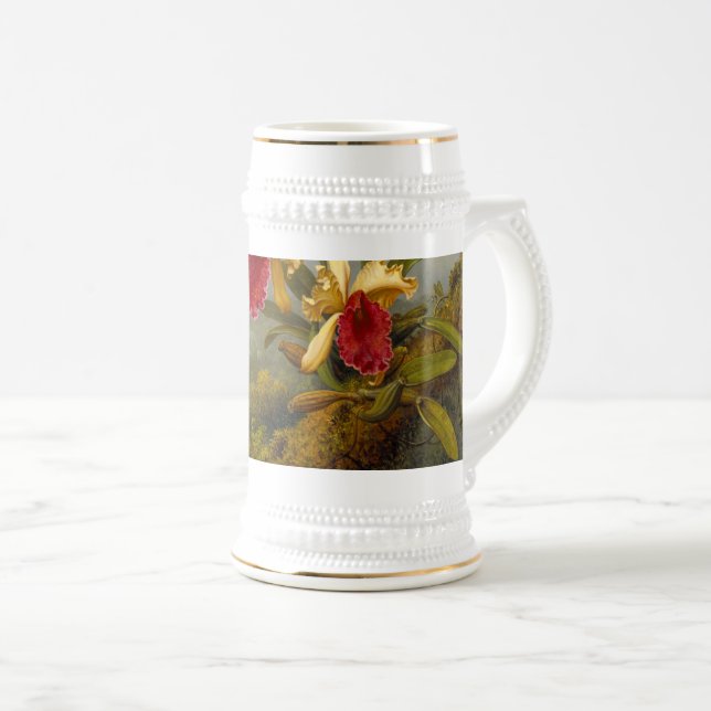 Jarra De Cerveza Orquids y Hummingbird Heade (Anverso derecho)