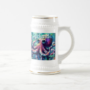Jarra De Cerveza Otopus Nautical Beach Coastal Personalizado