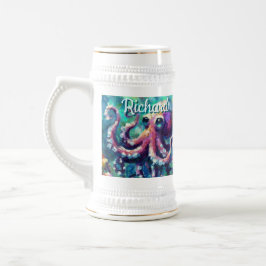 Jarra De Cerveza Otopus Nautical Beach Coastal Personalizado