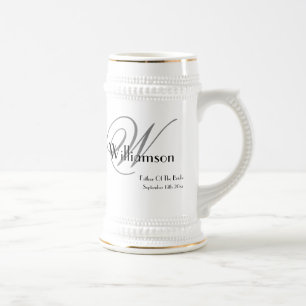 Jarra De Cerveza Padre De La Novia Regalo Clásico Monograma Rústico