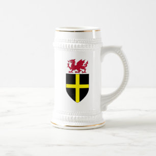 Jarra De Cerveza País de Gales Stein - dragón sobre el escudo de St