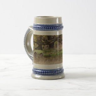 Jarra De Cerveza Paisaje y ciervos Gris/Azul 22 oz Stein