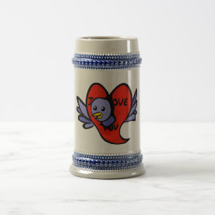 Jarra De Cerveza Pájaro azul del día de San Valentín Stein