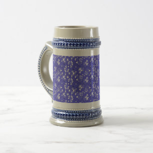 Jarra De Cerveza Papel pintado barroco - patrón de flores azules