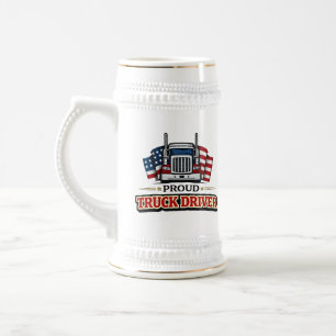 Jarra de cerveza para camionero americano orgullos