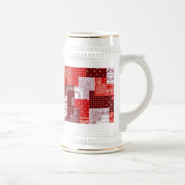 Jarra De Cerveza Parche de bandana roja de patchwork de estampado p (Derecha)