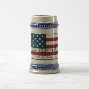 Jarra De Cerveza Patriotic US Flag Custom Text Name 