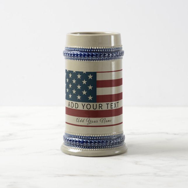 Jarra De Cerveza Patriotic US Flag Custom Text Name  (Centro)
