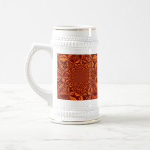 Jarra De Cerveza Patrón de arte digital caleidoscópico rojo-67546