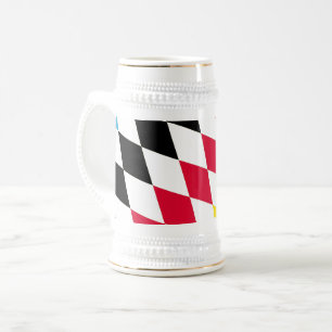 Jarra De Cerveza Patrón de bandera de diamante azul amarillo rojo n