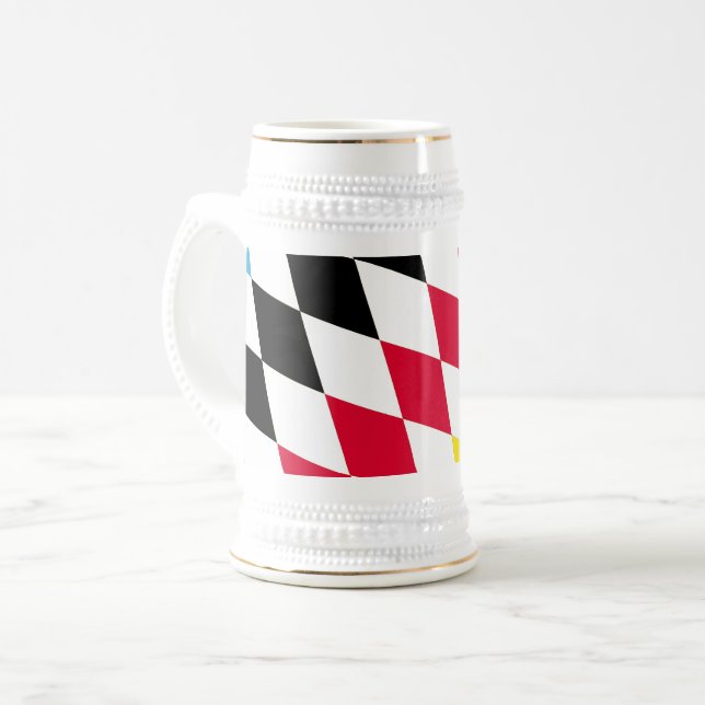Jarra De Cerveza Patrón de bandera de diamante azul amarillo rojo n (Anverso izquierdo)