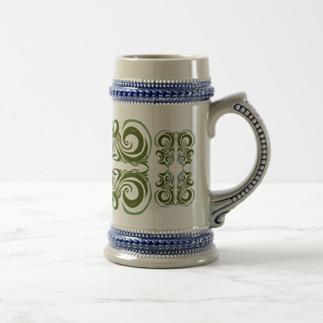 Jarra De Cerveza Patrón de Curly de Arte Popular Verde de Khokhloma (Derecha)
