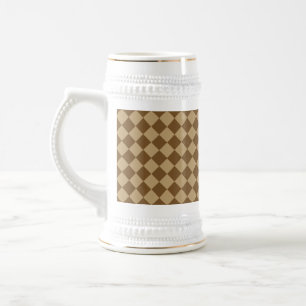 Jarra De Cerveza Patrón de diamante de combinación marrón de STaylo