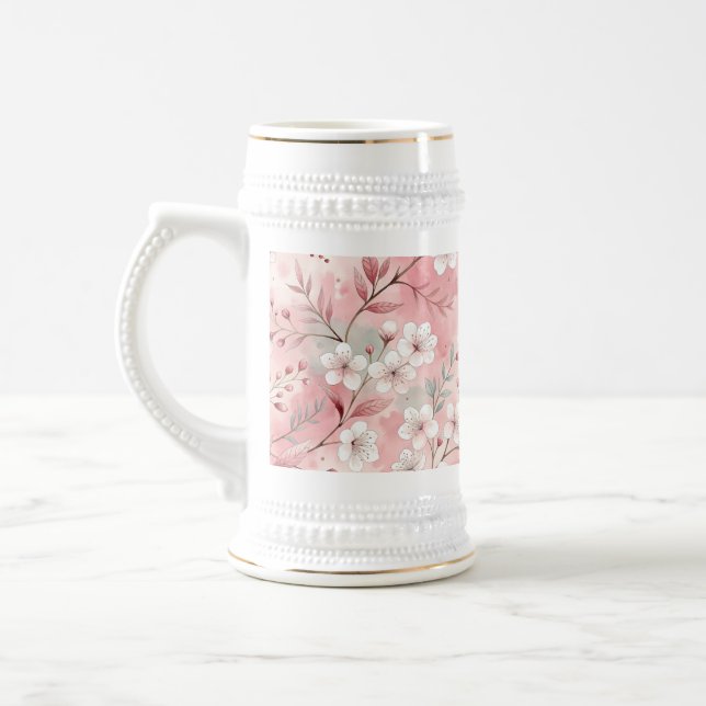 Jarra De Cerveza Patrón de Flor de Sakura Rosa  (Izquierda)
