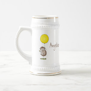 Jarra De Cerveza Patrón de hedgehog y personalizado de globos