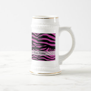 Jarra De Cerveza Patrón de impresión de cebra morado