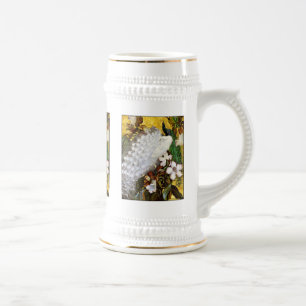 Jarra De Cerveza Pavo real Stein: Pavo real blanco y azul