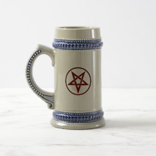 Jarra De Cerveza Pentagrama del Diablo Rojo