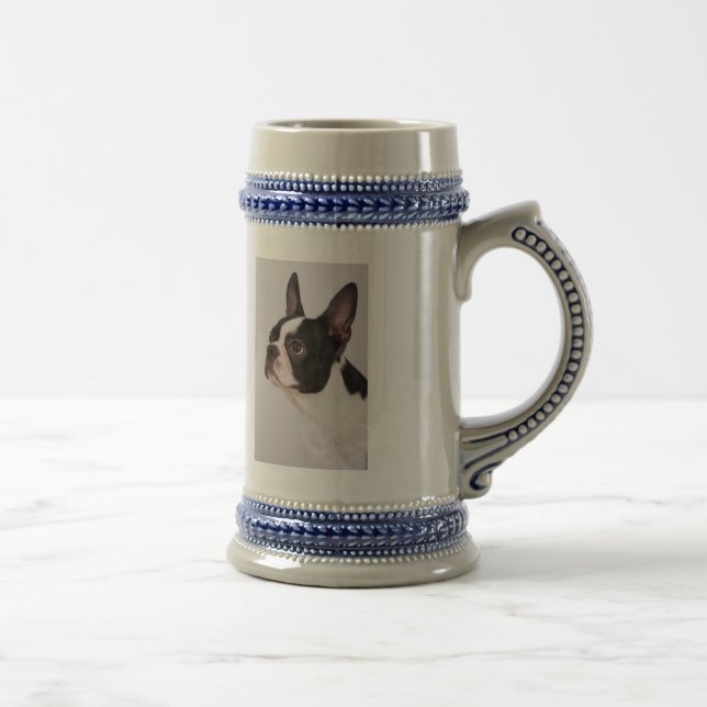 Jarra De Cerveza Perro azul Stein de Boston Terrier (Derecha)
