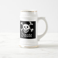 Perro de cerveza pirata con imagen de cráneo y hue