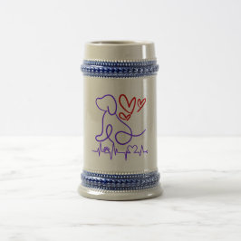 Jarra De Cerveza Perro El día de San Valentín lindo Lover