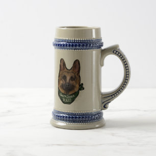 JARRA DE CERVEZA PERRO PASTOR ALEMÁN DESFAVORECIDO