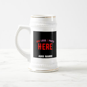 JARRA DE CERVEZA PERSONALIZABLE MODERNO ESTILO NEGRO VERIFICADO MAR