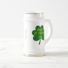 Jarra De Cerveza Personalizable St. Patrick's Day Shamrock