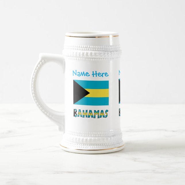 Jarra De Cerveza Personalización azul de la bandera de Bahamas (Izquierda)